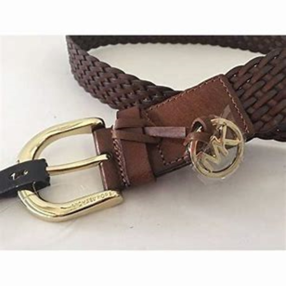 NWOT Michael Kors Braided Brown Leather Belt Large